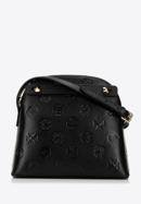 Dámská lichoběžníková kožená kabelka s monogramem, černá, 98-4E-603-9, Obrázek 1