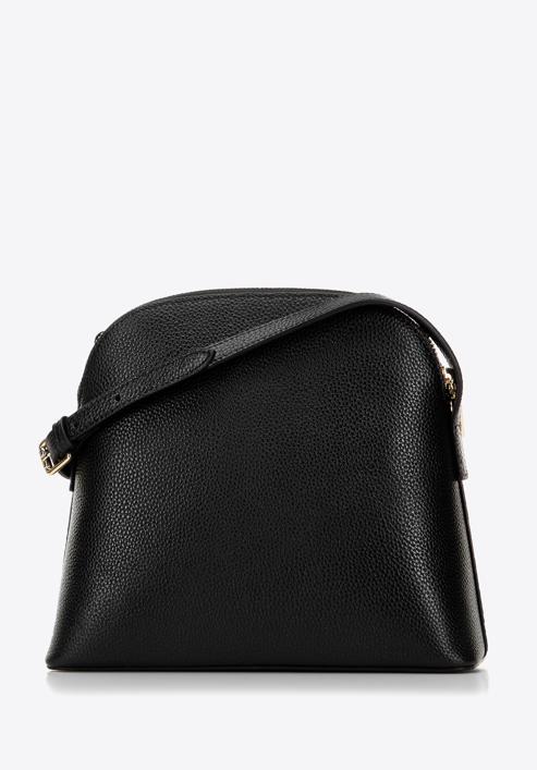 Dámská lichoběžníková kožená kabelka s monogramem, černá, 98-4E-603-9, Obrázek 2