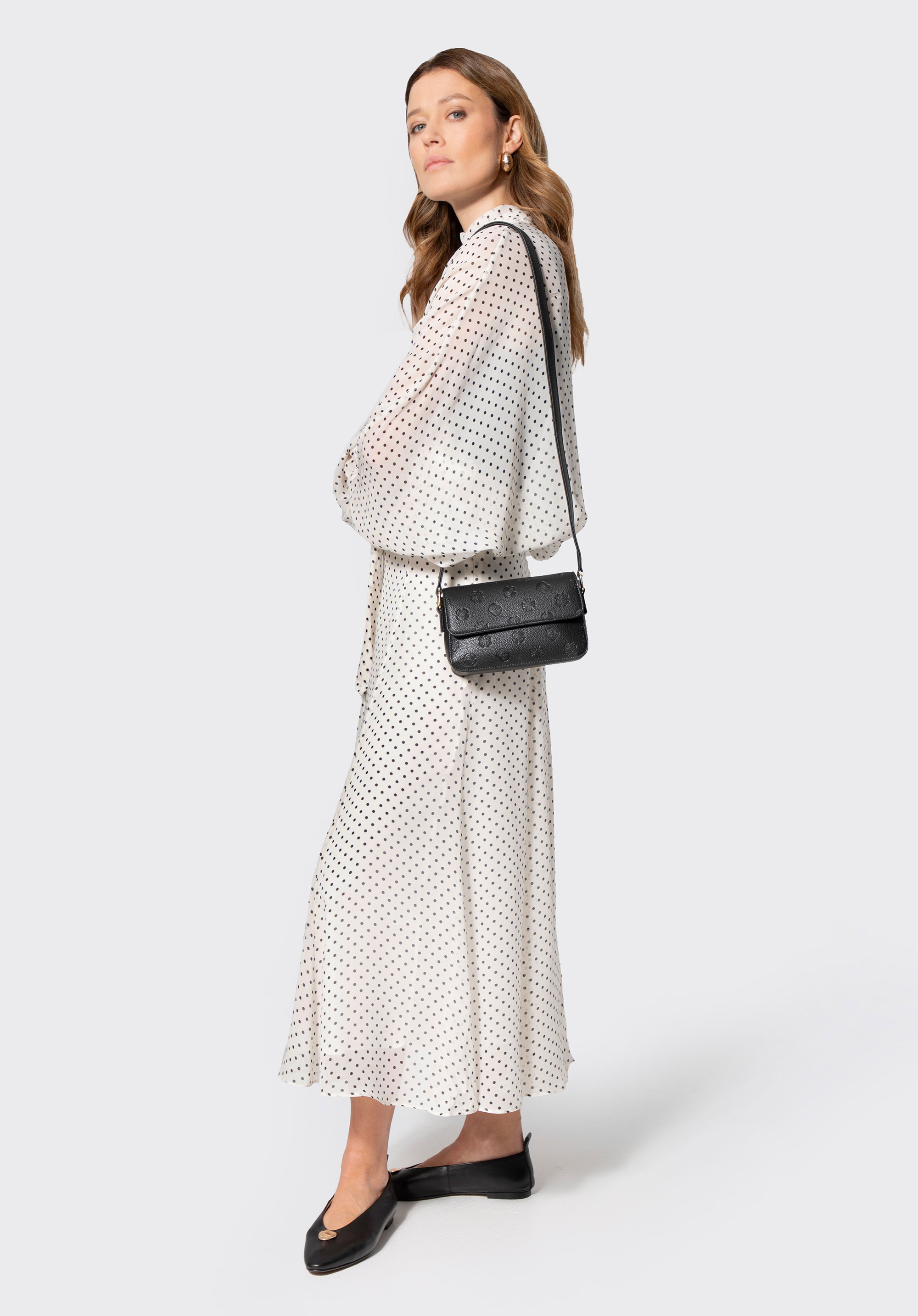 Dámská malá crossbody kabelka z imitace kůže s reliéfním vzorem, černá, 101-4Y-P07-1, Obrázek 1