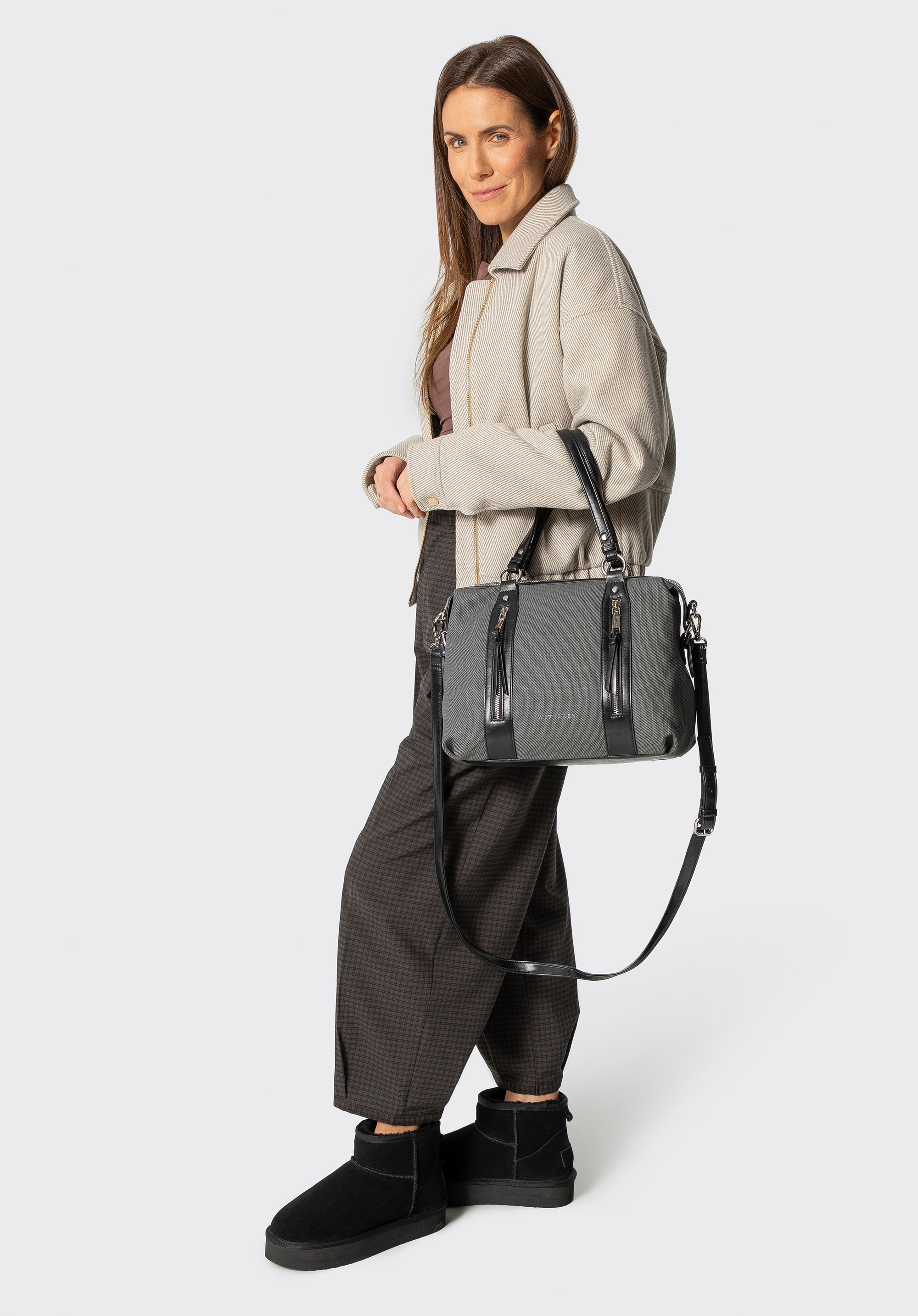 Dámská nákupní taška s rukojeťmi z umělé kůže, černá, 101-4Y-714-1, Obrázek 1