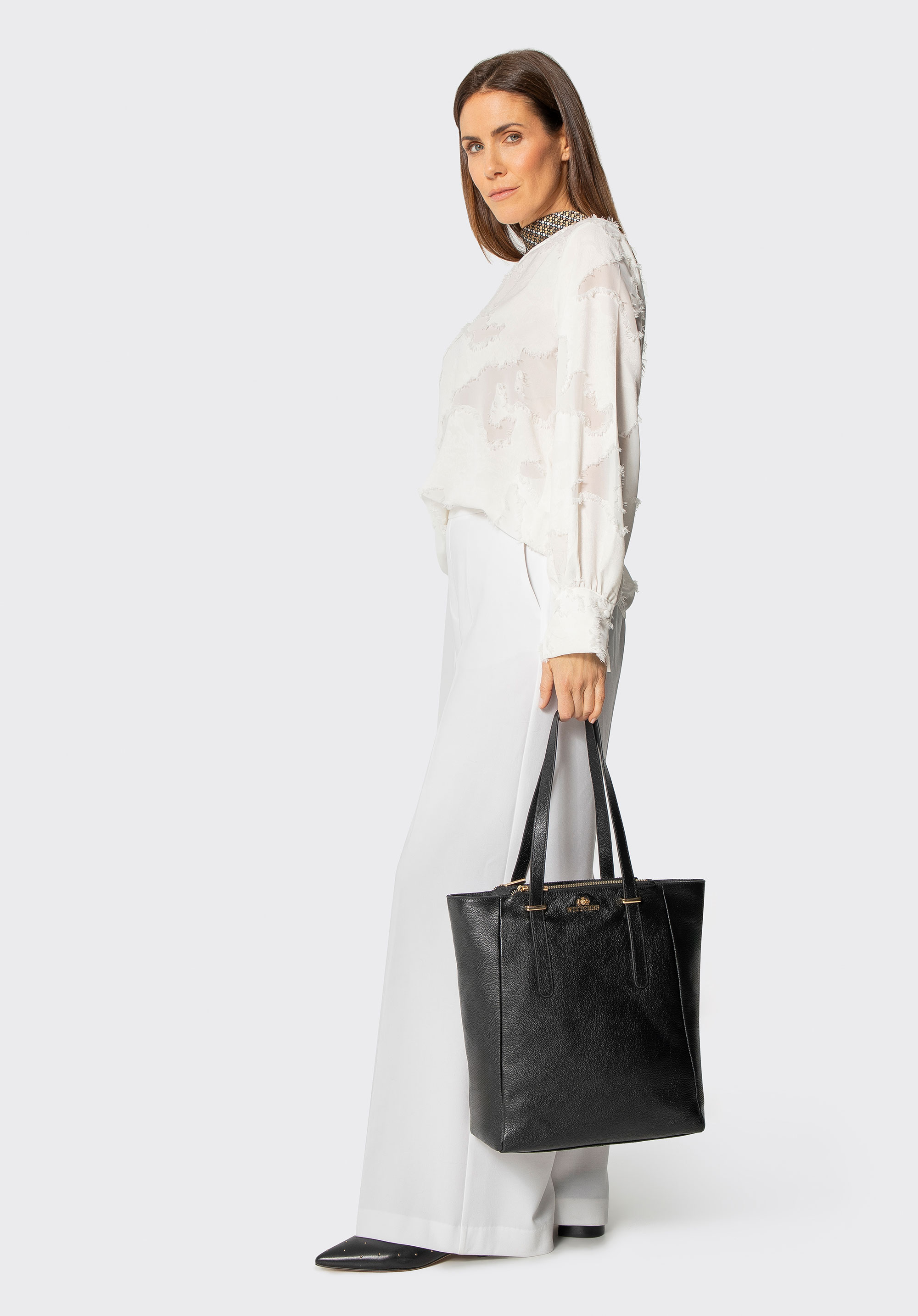 Dámská nákupní taška z oblázkové kůže, černá, 101-4E-804-1, Obrázek 1