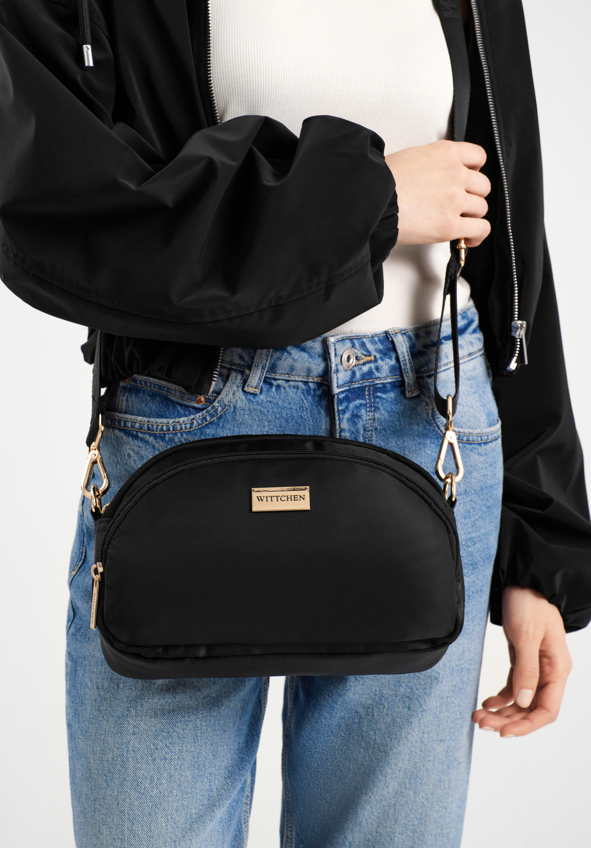 Dámská nylonová crossbody kabelka, černá, 29-4P-204-10, Obrázek 1