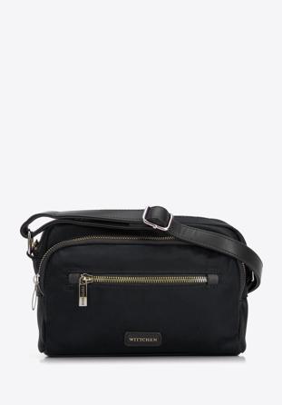 Dámská nylonová kabelka s vložkami z ekologické kůže, černá, 97-4Y-103-1, Obrázek 1
