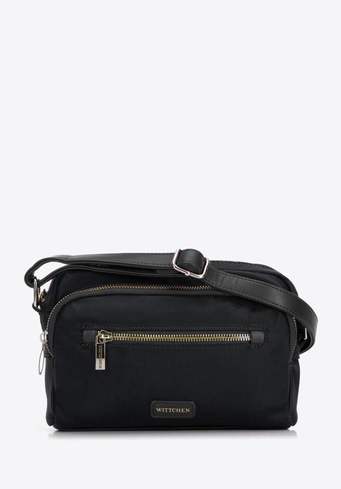 Dámská nylonová kabelka s vložkami z ekologické kůže, černá, 97-4Y-103-Z, Obrázek 1