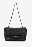 Dámská pletená  kabelka s řetízkem, černá, 98-4Y-010-N, Obrázek 2