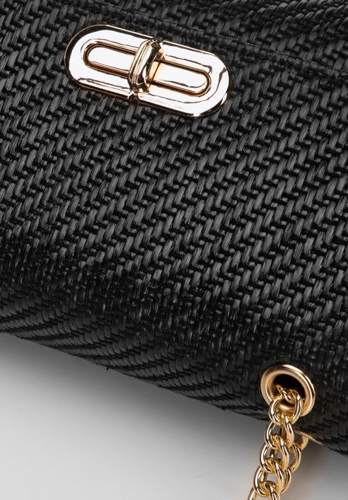 Dámská pletená kabelka s řetízkem, černá, 98-4Y-408-6, Obrázek 5