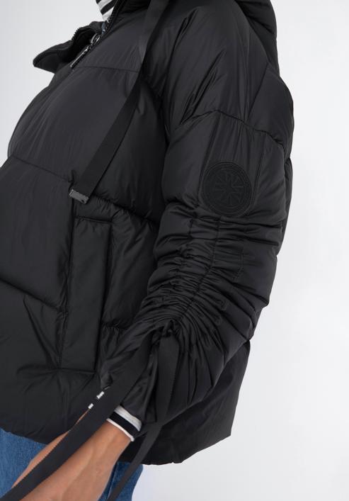 Dámská prošívaná bunda s manžetami na rukávech, černá, 97-9D-401-N-XS, Obrázek 6