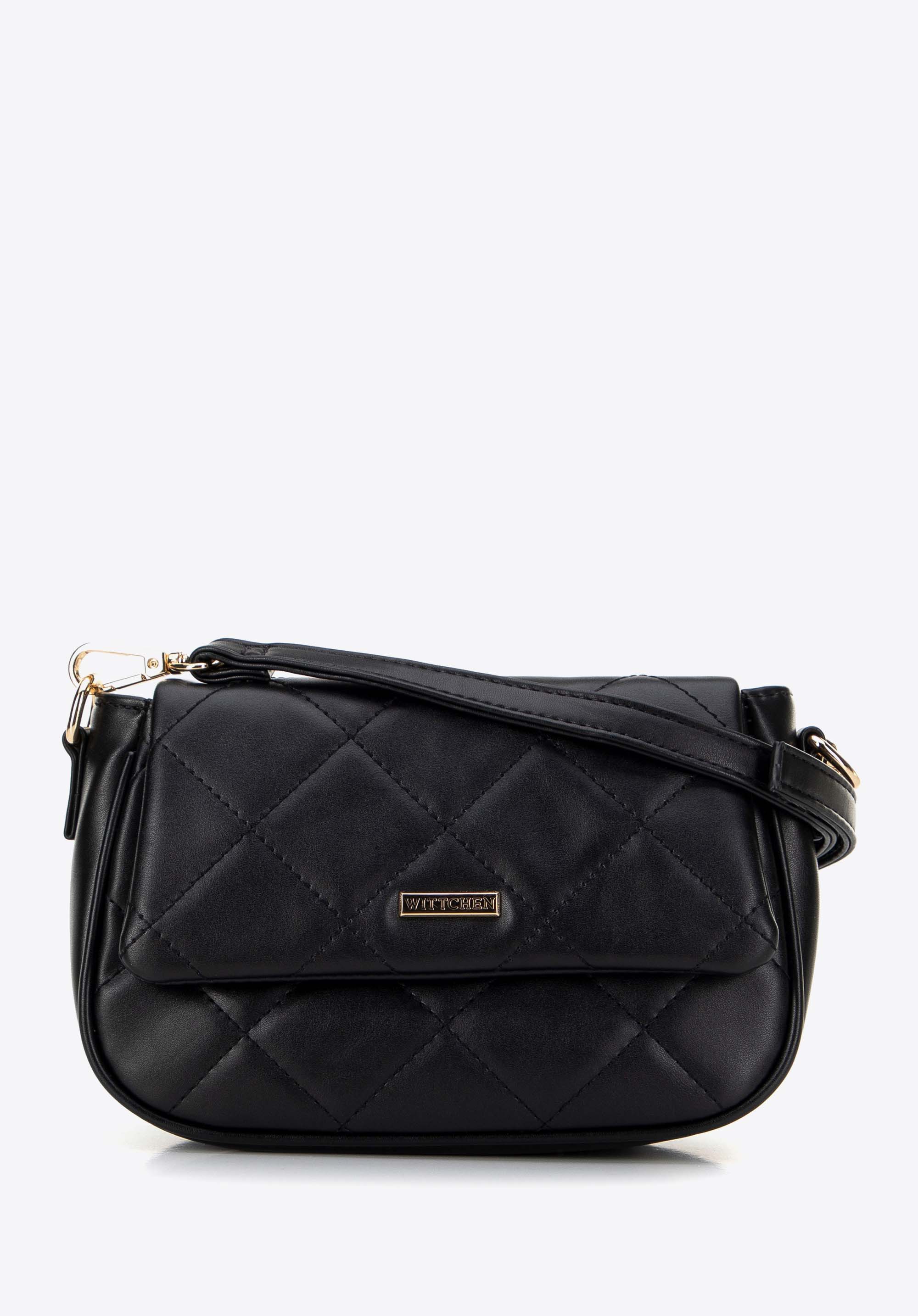 Dámská prošívaná crossbody kabelka z umělé kůže, černá, 29-4Y-609-1, Obrázek 1