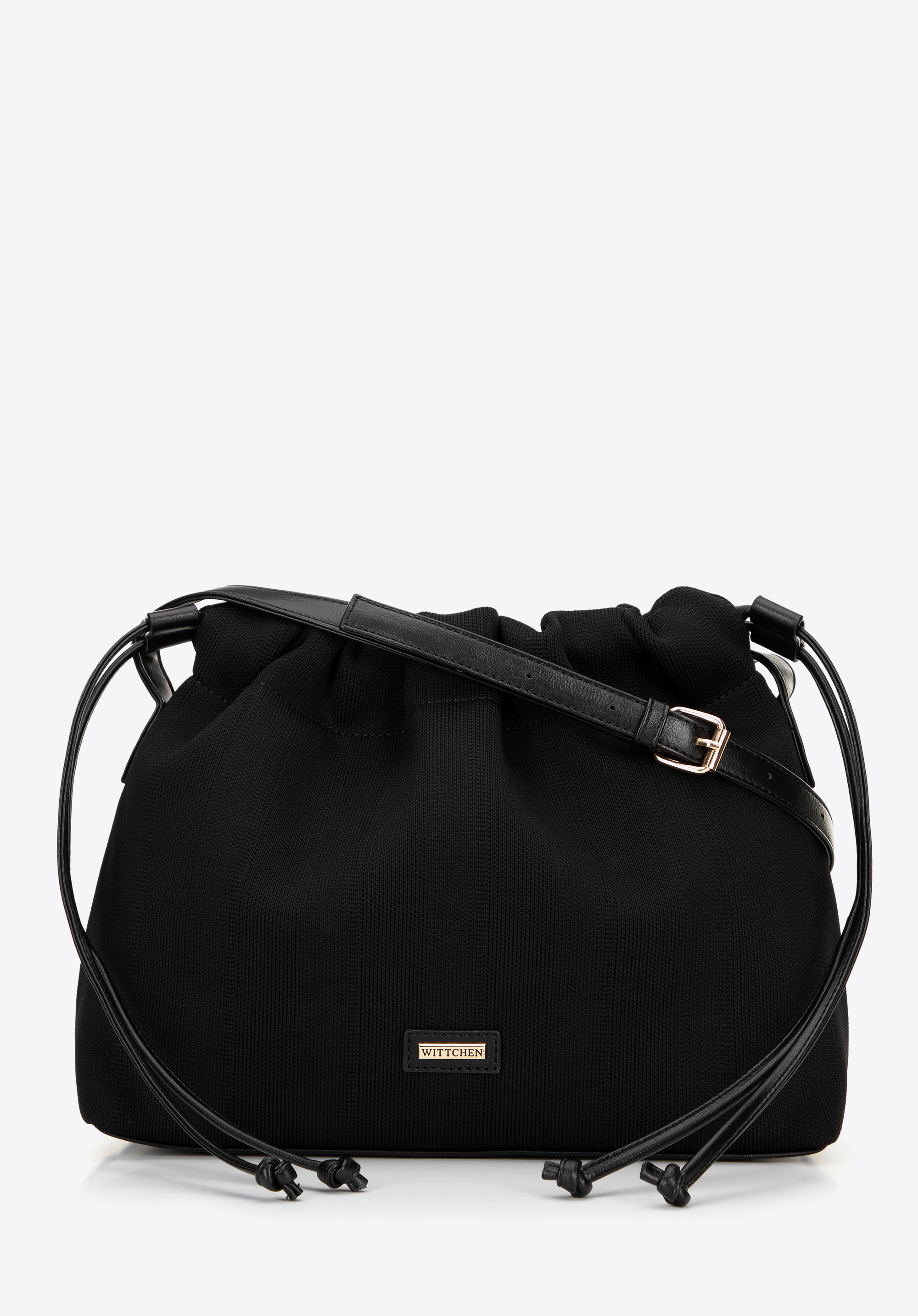 Dámská taška přes rameno se stahovací šňůrkou, černá, 100-4Y-402-1, Obrázek 1