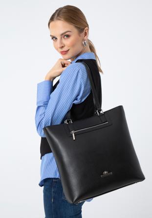 Dámská velká kožená nákupní taška, černá, 29-4E-018-1, Obrázek 1