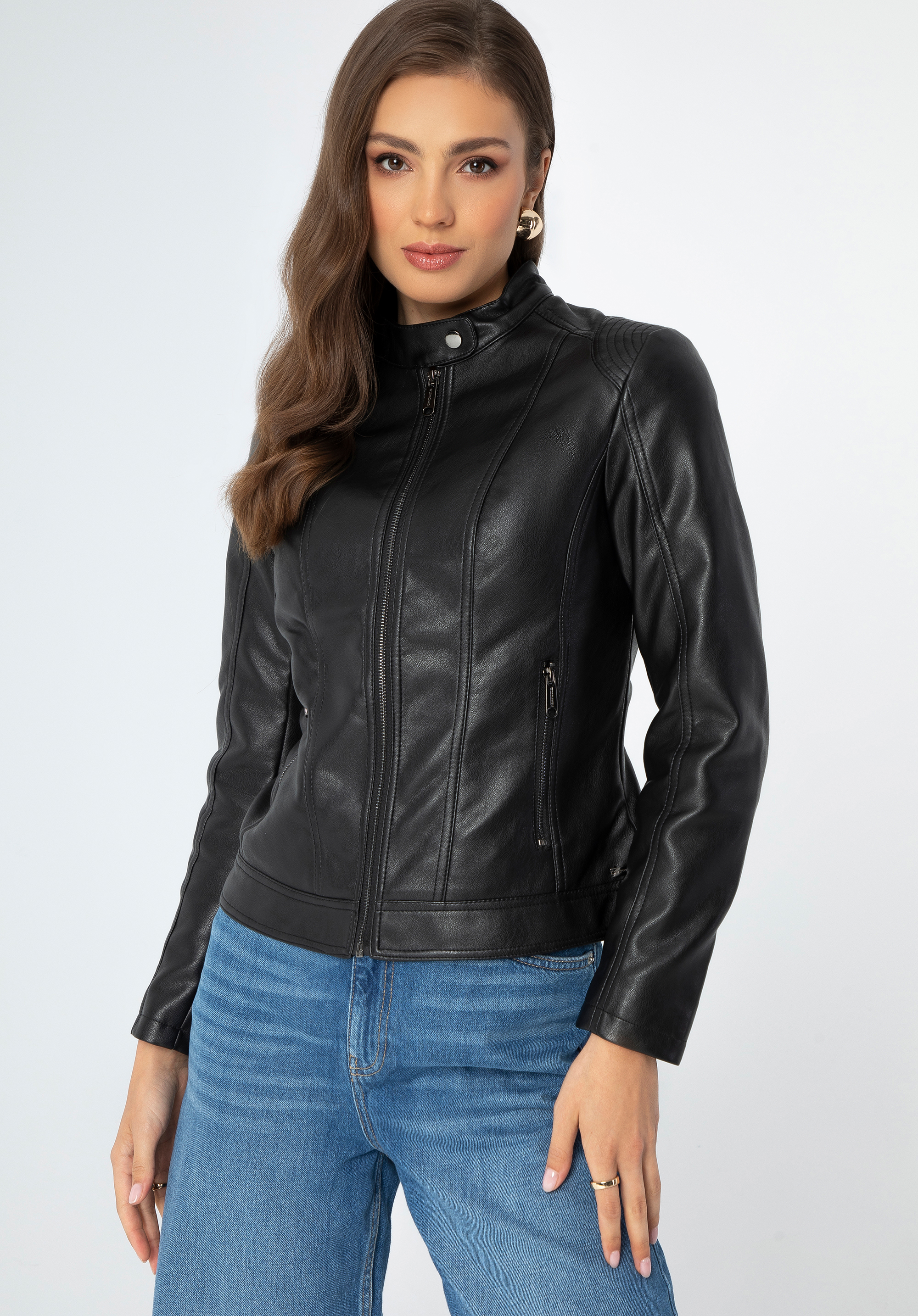 Dámská závodní bunda z umělé kůže, černá, 99-9P-104-1-XL, Obrázek 1
