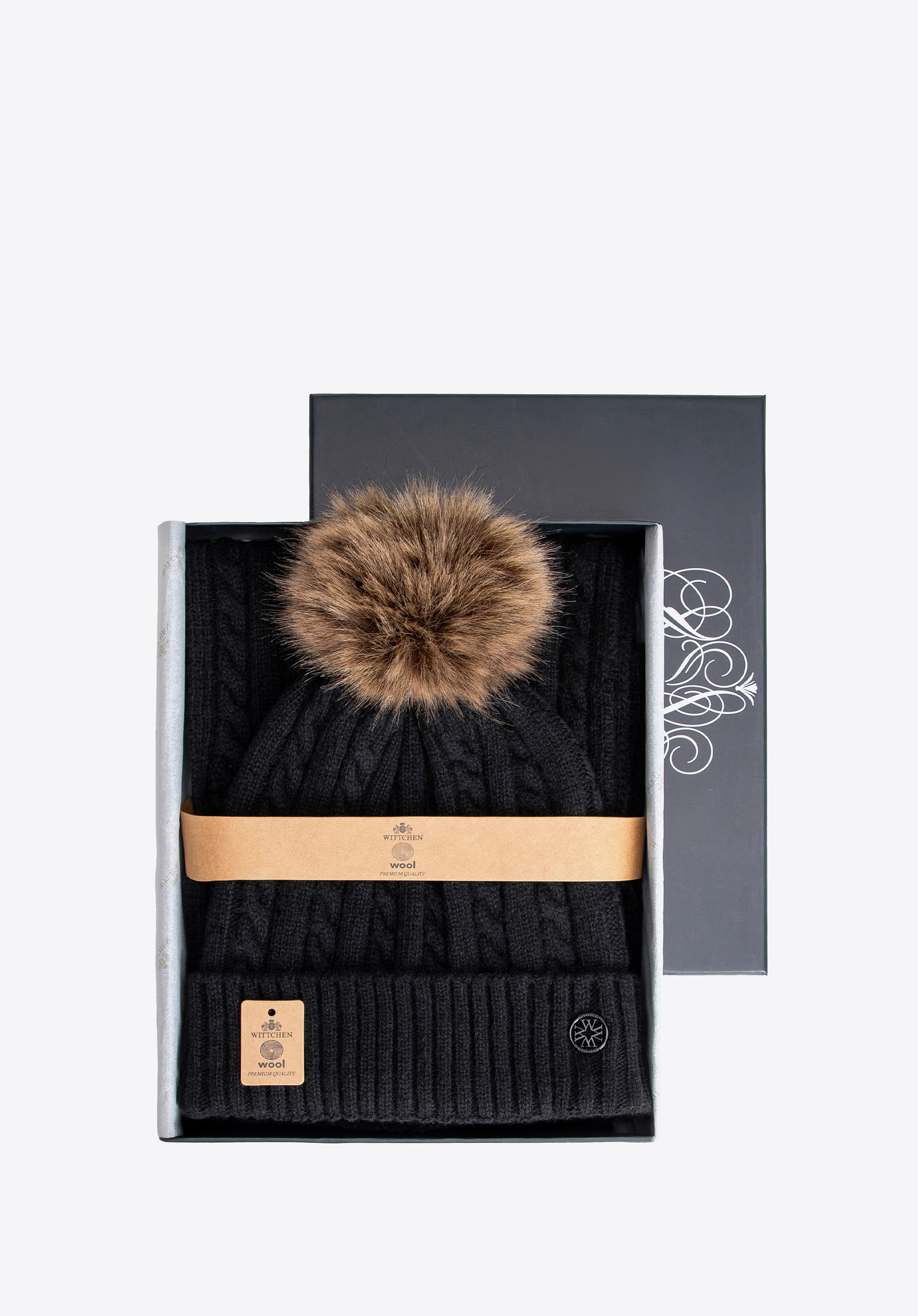 Dámská zimní souprava ze směsi vlny, černá, 101-SF-500-1, Obrázek 1