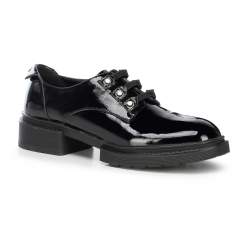 Dámské boty z lakované kůže s plochým podpatkem, černá, 91-D-952-1-35, Obrázek 1