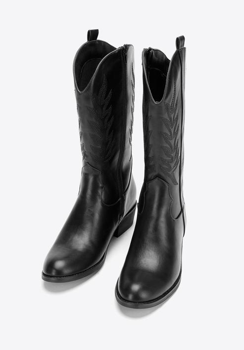 Dámské kovbojské boty s výšivkou, černá, 97-DP-805-1-41, Obrázek 2