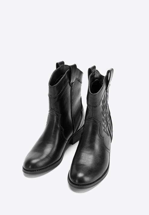 Dámské kovbojské boty s výšivkou, černá, 97-DP-806-1-35, Obrázek 2