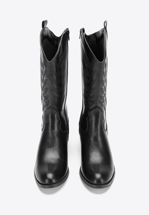 Dámské kovbojské boty s výšivkou, černá, 97-DP-805-1-40, Obrázek 3