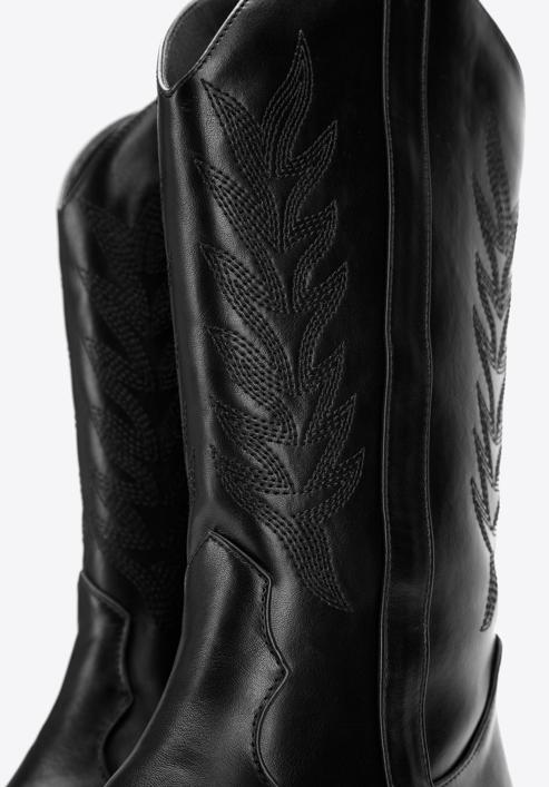 Dámské kovbojské boty s výšivkou, černá, 97-DP-805-1-41, Obrázek 6