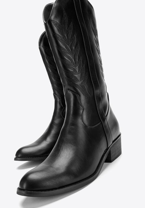 Dámské kovbojské boty s výšivkou, černá, 97-DP-805-1-35, Obrázek 7