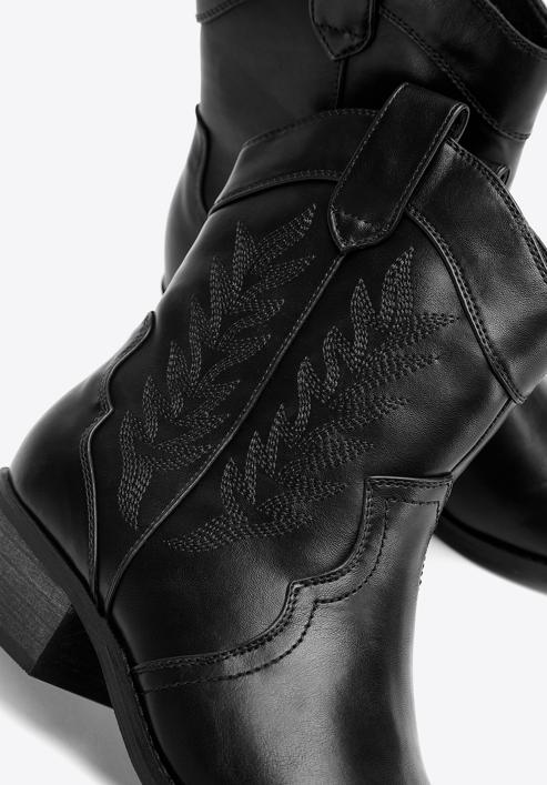 Dámské kovbojské boty s výšivkou, černá, 97-DP-806-1-41, Obrázek 7