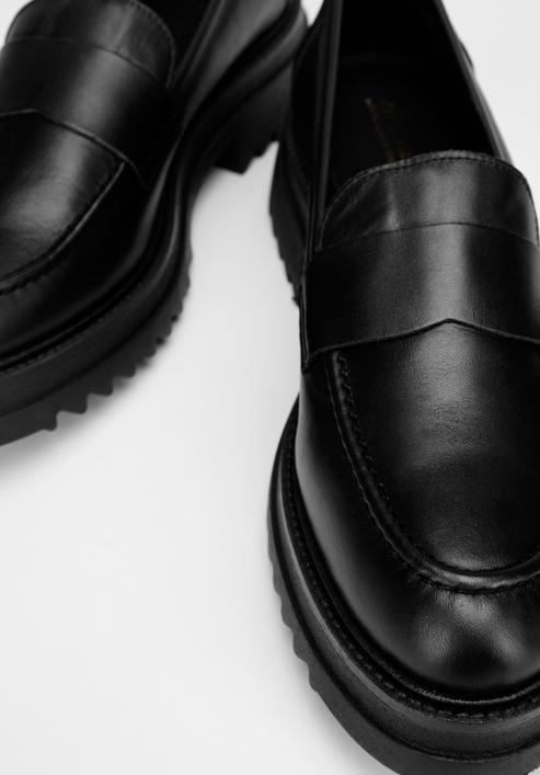 Dámské kožené boty na platformě, černá, 97-D-302-3-39, Obrázek 8