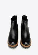 Dámské kožené boty s drážkovanou podrážkou, černá, 97-D-305-1-36, Obrázek 3