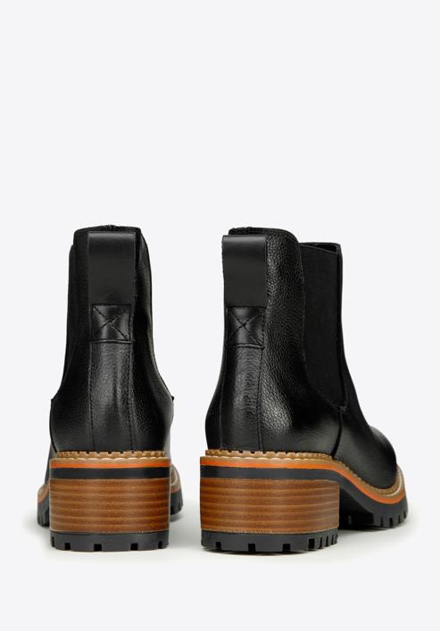 Dámské kožené boty s drážkovanou podrážkou, černá, 97-D-305-1-36, Obrázek 4