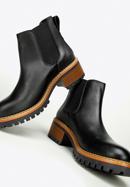 Dámské kožené boty s drážkovanou podrážkou, černá, 97-D-305-1-37, Obrázek 6