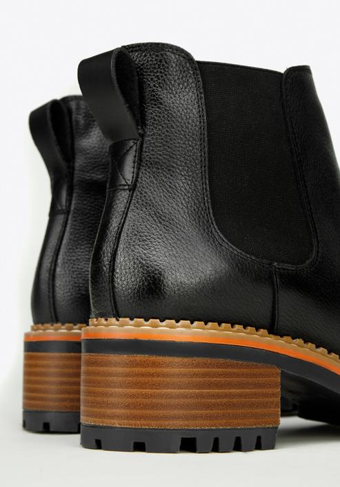 Dámské kožené boty s drážkovanou podrážkou, černá, 97-D-305-1-36, Obrázek 7