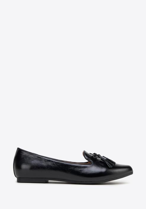 Dámské kožené boty s ozdobnými střapci, černá, 98-D-958-19-36, Obrázek 1