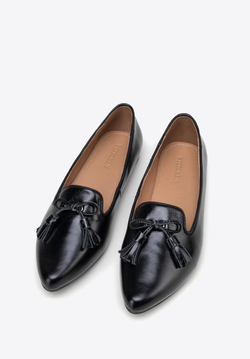 Dámské kožené boty s ozdobnými střapci, černá, 98-D-958-19-36, Obrázek 2