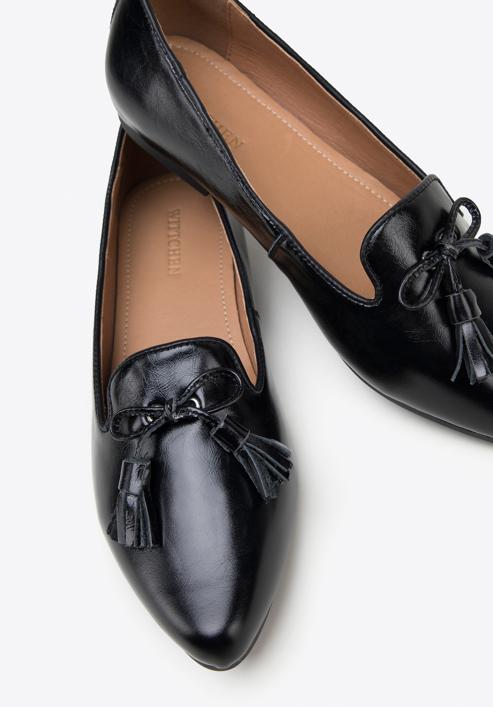 Dámské kožené boty s ozdobnými střapci, černá, 98-D-958-4-40, Obrázek 8