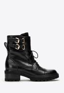 Dámské kožené boty s přezkami, černá, 97-D-520-3-38, Obrázek 1