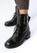 Dámské kožené boty s přezkami, černá, 97-D-520-Z-40, Obrázek 15