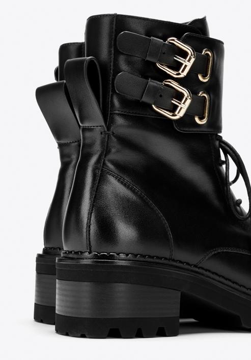 Dámské kožené boty s přezkami, černá, 97-D-520-1-37, Obrázek 6