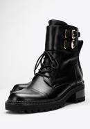 Dámské kožené boty s přezkami, černá, 97-D-520-1-37, Obrázek 7