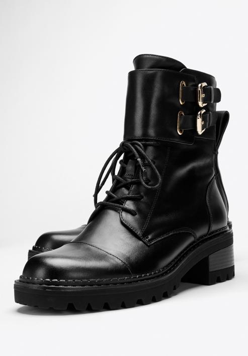 Dámské kožené boty s přezkami, černá, 97-D-520-1-39, Obrázek 7
