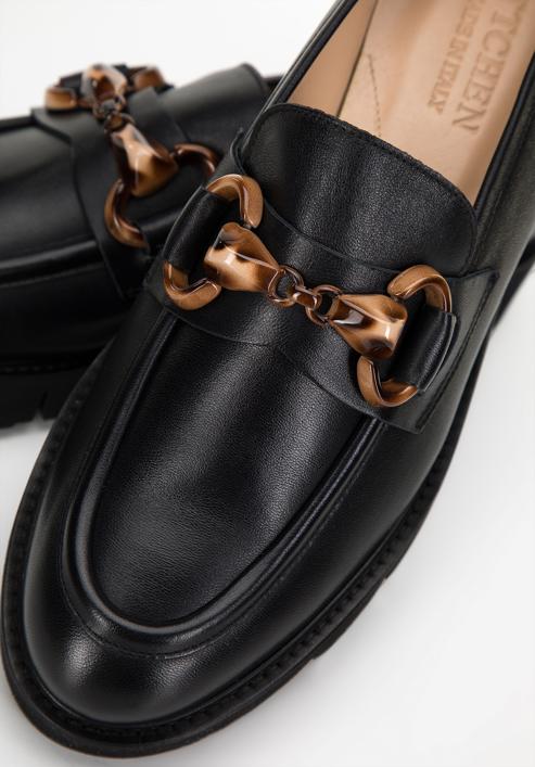 Dámské kožené boty s přezkou na platformě, černá, 98-D-103-9-38_5, Obrázek 8