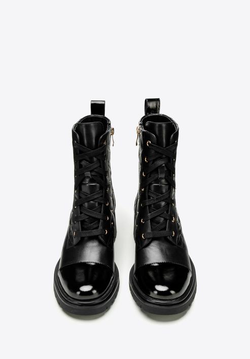 Dámské kožené boty s prošívaným svrškem, černá, 97-D-508-1-35, Obrázek 3