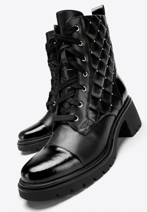 Dámské kožené boty s prošívaným svrškem, černá, 97-D-508-1-35, Obrázek 6