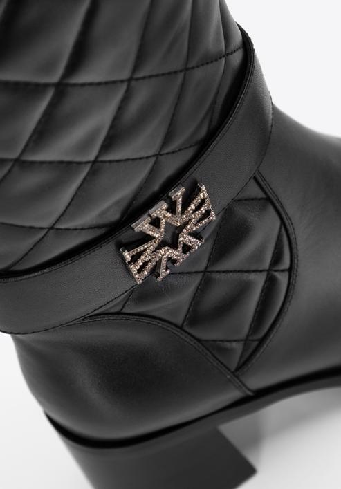 Dámské kožené boty s prošívaným svrškem, černá, 97-D-506-1-36, Obrázek 7
