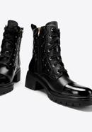 Dámské kožené boty s prošívaným svrškem, černá, 97-D-508-1-36, Obrázek 7