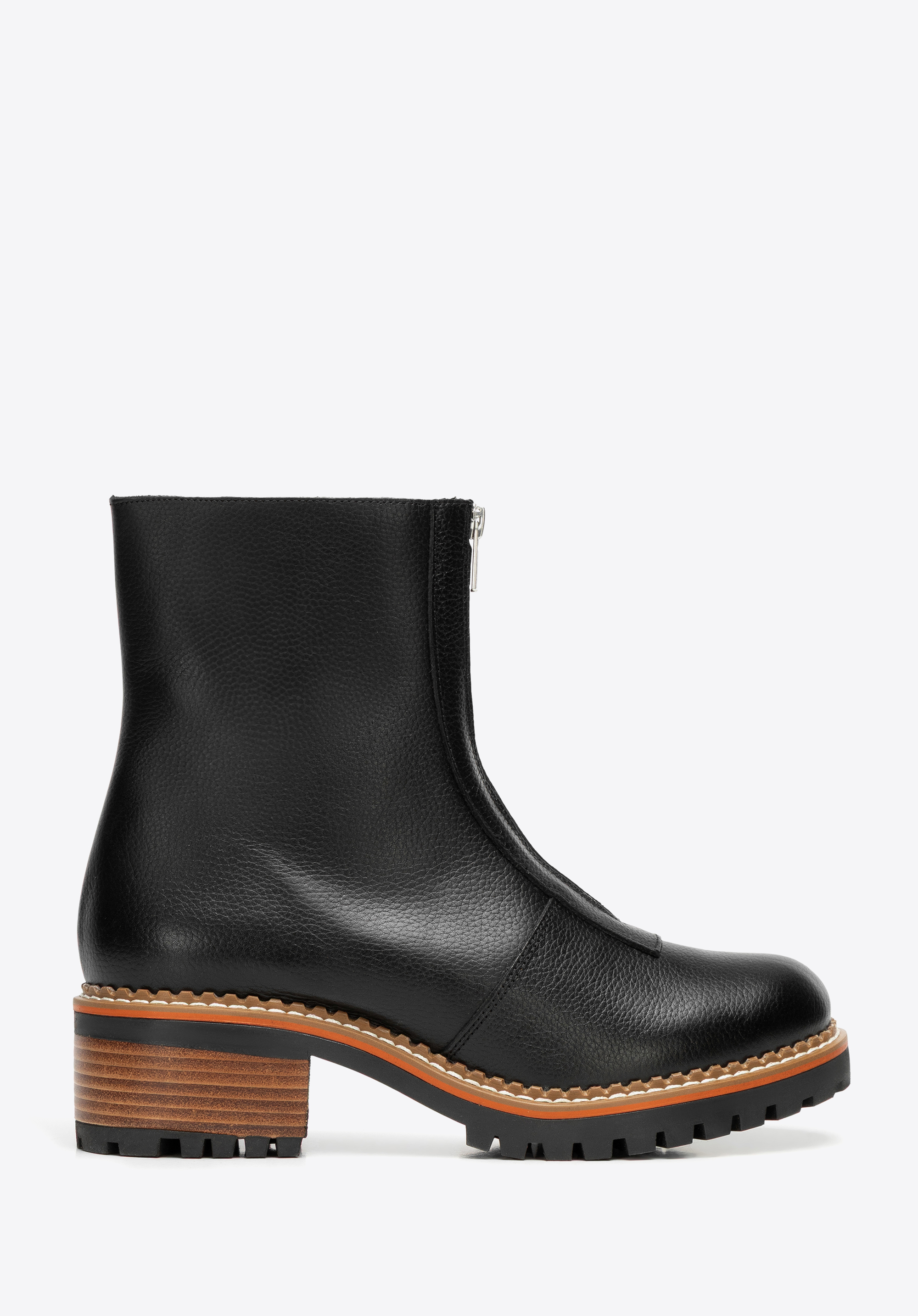 Dámské boty z přírodní kůže se zipem vpředu, černá, 101-D-301-1-38, Obrázek 1