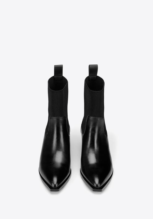 Dámské kožené kovbojské boty s elastickou vsadkou, černá, 97-D-510-1-38, Obrázek 3