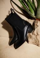 Dámské kožené kovbojské boty s elastickou vsadkou, černá, 97-D-510-1-38, Obrázek 30