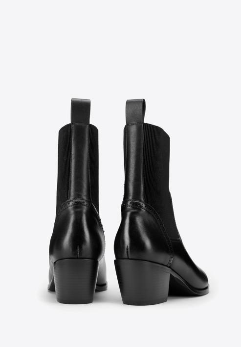 Dámské kožené kovbojské boty s elastickou vsadkou, černá, 97-D-510-1-40, Obrázek 4