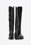 Dámské kožené kovbojské boty s výšivkou, černá, 97-D-851-1-39, Obrázek 4