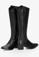 Dámské kožené kovbojské boty s výšivkou, černá, 97-D-851-1-39, Obrázek 6