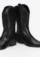 Dámské kožené kovbojské boty s výšivkou, černá, 97-D-853-1-41, Obrázek 6