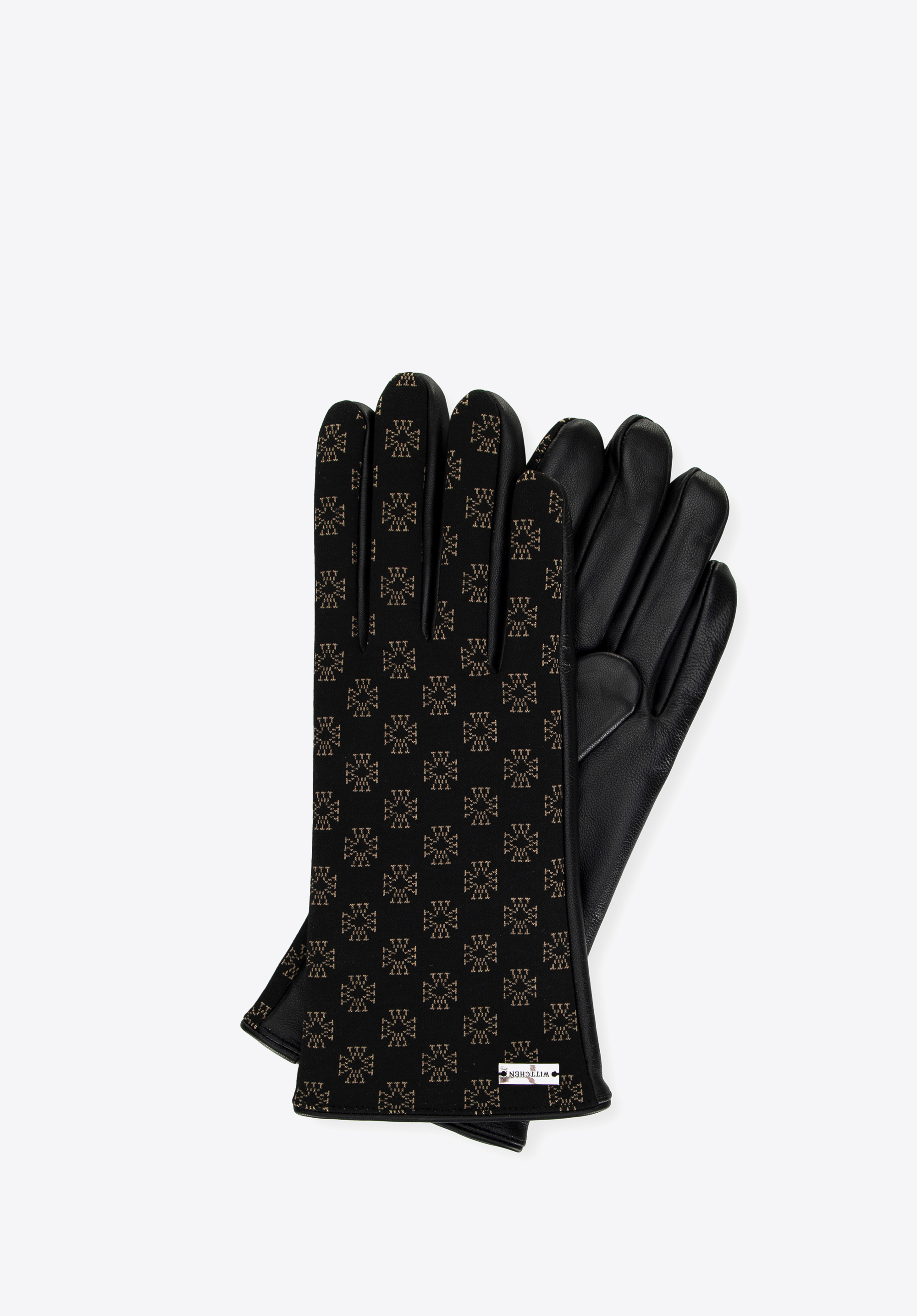 Dámské kožené rukavice s monogramem, černá, 39-6A-021-1-M, Obrázek 1