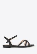 Dámské kožené sandály s křížovým páskem, černá, 98-D-971-0-38, Obrázek 1